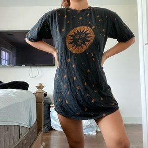 Princess Polly Black and Orange Sun Oversized T-Shirt Dress | Size Medium